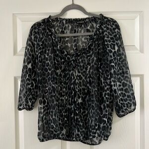 Express Women’s  Sheer Animal Print Blouse Size M